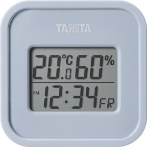 デジタル温湿度計 TT-588 ブルーグレー　温度計 湿度計 アナログ 小型 マグネット 熱中症 壁掛け 卓上 3WEY シンプル｜wansaca