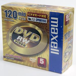 【デッドストック品】DVD-RW ビデオ maxell マクセル CPRM対応 120分/4.7GB 5枚パック DRW2-V47.1P5S｜WANTED