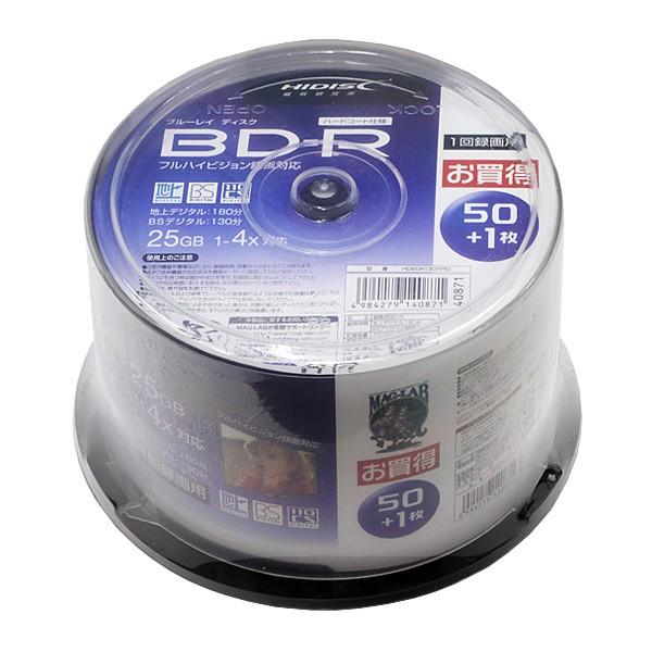 HIDISC ブルーレイ BD-R 4倍速 HDBDR130YP51　50+1枚