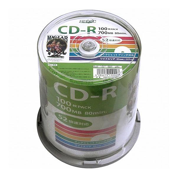 HIDISC CD-R 52倍速 HDCR80GP100 100枚