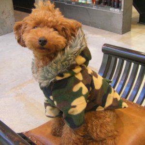 SALE!４5%OFF/犬のコート【camouflage fleece パーカー】犬用コート/迷彩柄/フリース/犬の洋服/犬服｜wanwan3dogs