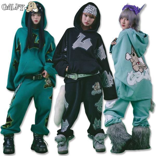 ガルフィー GALFY ギャル男BIGロゴダブダブパーカー ギャル男BIGロゴスウェットパンツ SE...