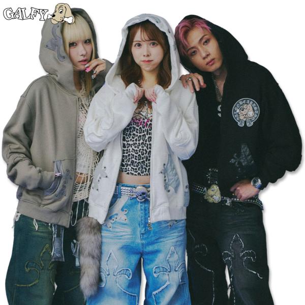 GALFY ガルフィー 百合の紋紋パーカー ジップアップパーカー 百合の紋章は権力や尊厳の象徴 15...