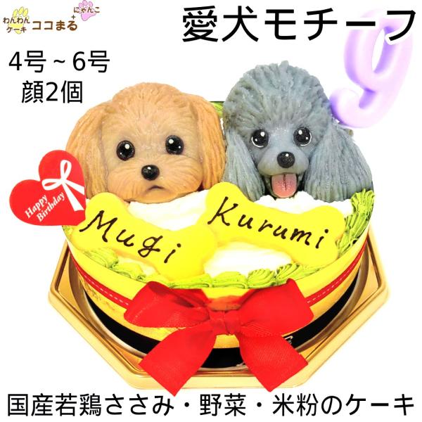 犬用ケーキ 誕生日 無添加 オーダー 似顔絵 立体 ２個  わんこ乗せ わんわんケーキココまる ここ...