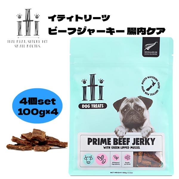 iti イティドッグトリーツ 100g×4個セット  ビーフ ジャ−キ− 腸内ケア 犬 おやつ ドッ...
