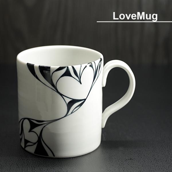 砥部焼 おしゃれ ラブマグ マグカップ コーヒーカップ モダン 白黒 窯元 和将窯 Washo-11...