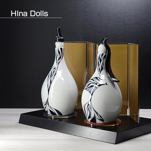 雛人形 おしゃれ コンパクト 平飾り Hina Dolls ひな人形セット 台座付き 陶器 置物 縁...