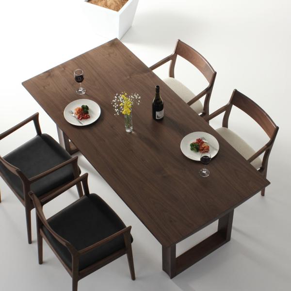 ダイニングテーブル 食堂テーブル ウォールナット材 和モダン 北欧 木製 天然木 無垢材 シャープ ...