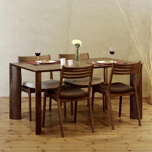 ダイニングテーブル 食堂テーブル ウォールナット材 和モダン 北欧 木製 天然木 無垢材 シャープ ...