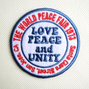USAアドバタイジングワッペン LOVE PEACE and UNITY ホワイト&amp;ブルー 名前 作り方 100831-16