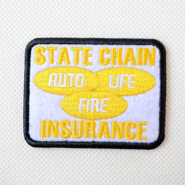 ワッペン アイロン おしゃれ 刺繍 USAアドバタイジングワッペン STATE CHAIN ホワイト...