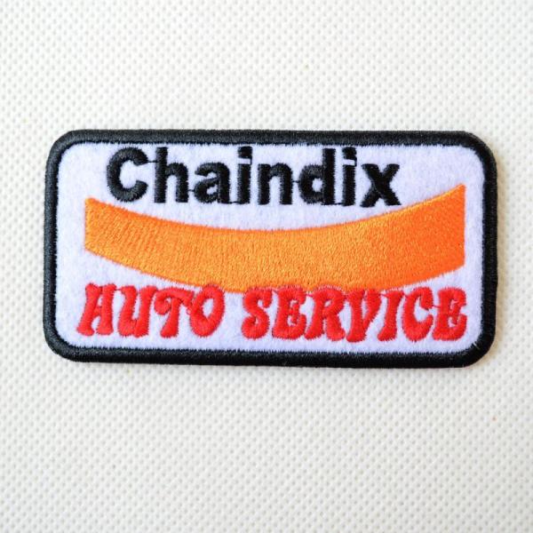 ワッペン アイロン おしゃれ 刺繍 USAアドバタイジングワッペン Chaindix ホワイト＆ブラ...
