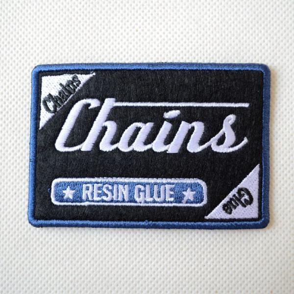 ワッペン アイロン おしゃれ 刺繍 USAアドバタイジングワッペン Chainsブラック&amp;ブルー 名...