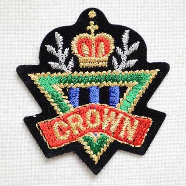 ワッペン アイロン おしゃれ 刺繍 ミニエンブレムワッペン CROWN クラウン ハンドメイド アッ...
