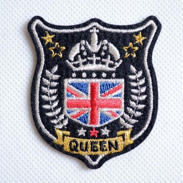 ワッペン アイロン おしゃれ 刺繍 エンブレムワッペン QUEEN 名前 作り方 916-91063...