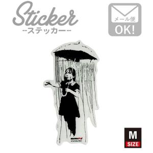 ステッカー 車 かっこいい ブランド おしゃれ スマホ バンクシー Umbrella Girl 006 M クリア｜wappenstore