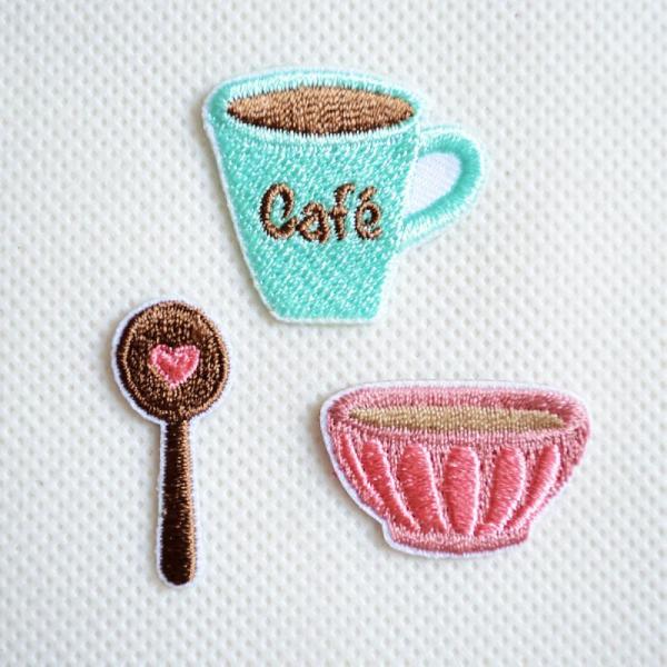 ワッペン アイロン おしゃれ 刺繍 ワッペン カフェ 3枚組 名前 作り方 C705-70504 ハ...