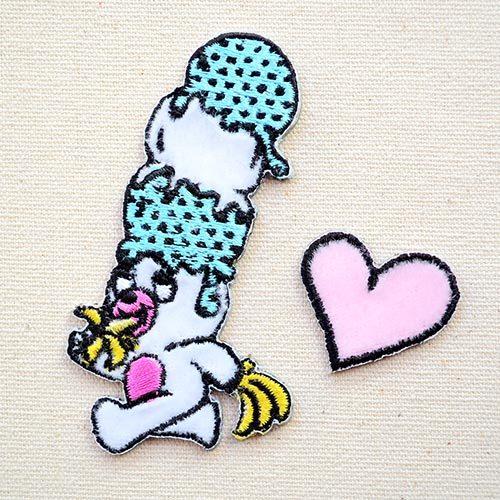 ワッペン アイロン おしゃれ 刺繍 ワッペン Calaple(カラプル) バナナ&amp;ハート  名前 作...