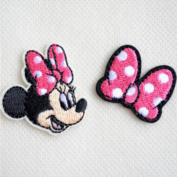 ミニーマウス ワッペン アイロン ディズニー ー フェイス &amp; リボン  シール 名前 作り方 D0...