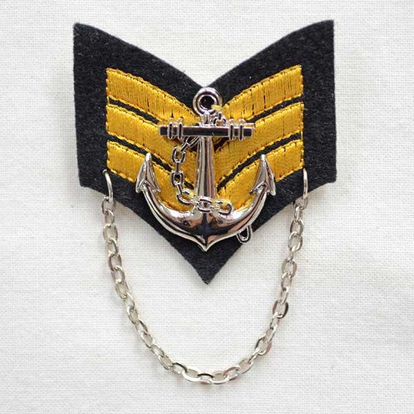 ワッペン アイロン おしゃれ 刺繍 エンブレムブローチ Sailor セーラーライン(アンカー/チェ...