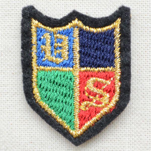 ワッペン アイロン おしゃれ 刺繍 ミニエンブレムワッペン BSシールド ハンドメイド アップリケ ...