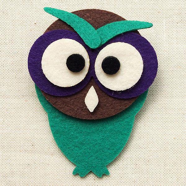ワッペン アイロン おしゃれ 刺繍 フェルトブローチ ふくろう(動物/アニマル) ハンドメイド アッ...