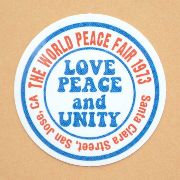 アドバタイジングステッカー(S) Love Peace and Unity ホワイト シール アメリ...
