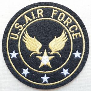 ミリタリーワッペン U.S.Air Force エアフォース アメリカ空軍(ブラック/ラウンド) 名前 作り方 MIW-002
