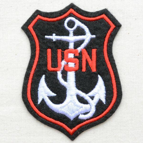 ワッペン アイロン おしゃれ 刺繍 ミリタリーワッペン USN アメリカ海軍(アンカー/エンブレム)...