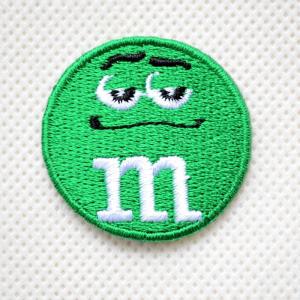 ワッペン アイロン おしゃれ 刺繍 ワッペン M&amp;M's エムアンドエムズ チョコレート(グリーン)(S) ラウンド 名前 作り方 MW147