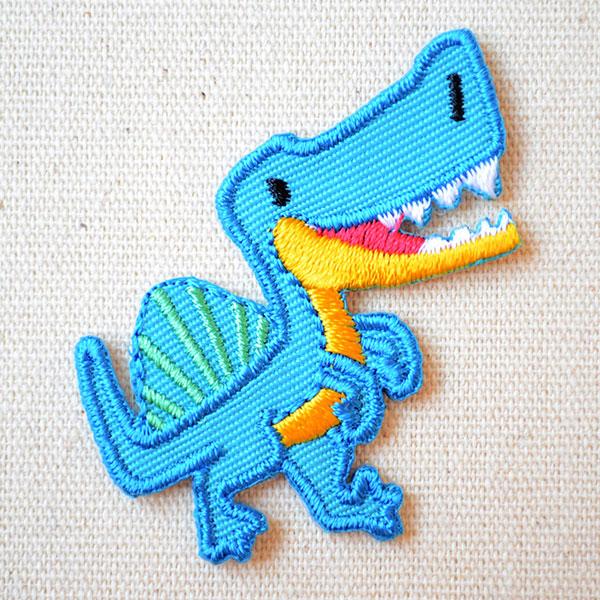 ワッペン アイロン おしゃれ 刺繍 ワッペン へなちょこZOO(恐竜/スピノサウルス) 名前 作り方...