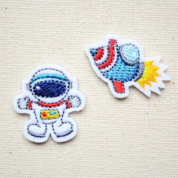ワッペン アイロン おしゃれ 刺繍 ワッペン 宇宙(2枚組) 名前 作り方 ORG350-23415...