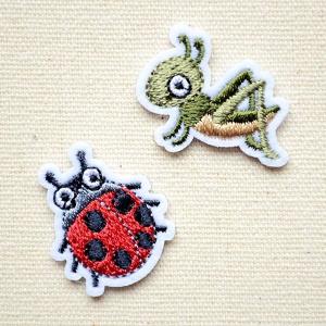 ワッペン アイロン おしゃれ 刺繍 クワガタ 虫かご 2枚組 名前 作り方