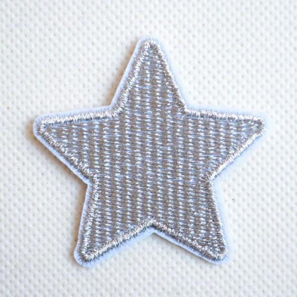 ワッペン アイロン おしゃれ 刺繍 ワッペン 星 スター シルバー 名前 作り方 PING-049 ...