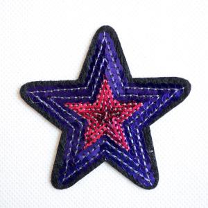 ワッペン アイロン おしゃれ 刺繍 星 スター ピンク スパンコール 名前