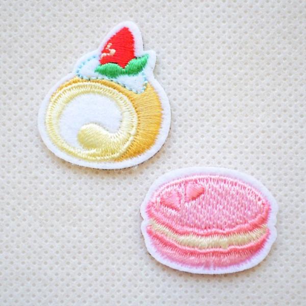 ワッペン アイロン おしゃれ 刺繍 ワッペン ロールケーキ マカロン(2枚組) 名前 作り方 RG3...