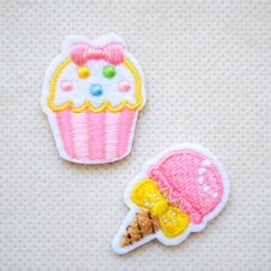 ワッペン アイロン おしゃれ 刺繍 ロールケーキ マカロン(2枚組) 名前