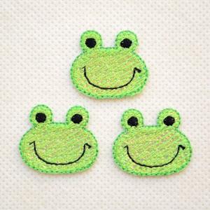 キラキラカエルアイロンワッペン3枚組