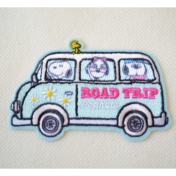 スヌーピー ワッペン【ROAD TRIP】SNOOPY PEANUTS キャラクター 刺繍 アップリ...