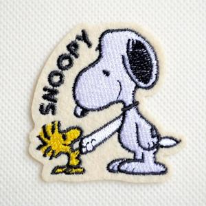 スヌーピー ワッペン 刺繍 アイロン ワッペン  握手 名前 作り方 SAC44 ハンドメイド アップリケ タグ ハンドメイドタグ アイロンワッペン 手芸