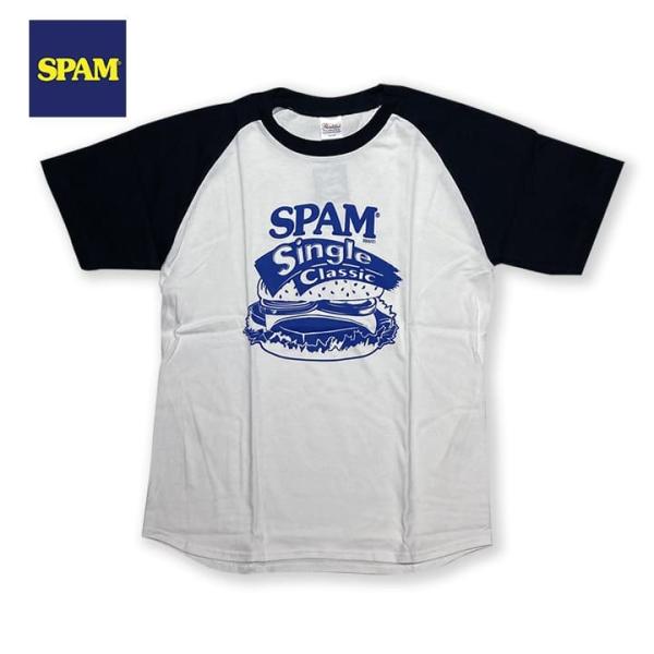 SPAM T-SHIRT BURGER LOGO ラグラン ハンバーガー スパム Tシャツ アメリカ...