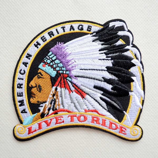 AMERICAN HERITAGE ネイティブアメリカン 刺繍ワッペン LIVE TO RIDE バ...