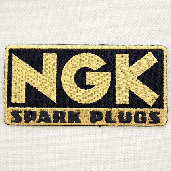 ワッペン アイロン おしゃれ 刺繍 ロゴワッペン NGK スパークプラグス(ゴールド/レクタングル)...
