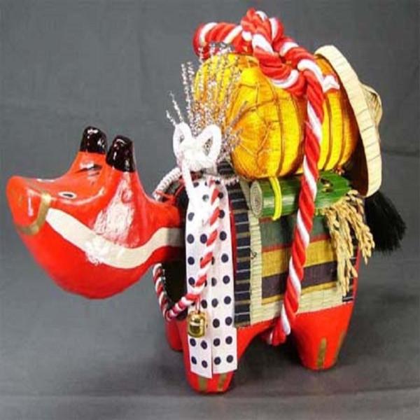 黄金べこ（1尺）日本のお土産会津張子赤べこ　約　37.0×23.0×15.0（cm）