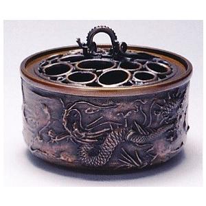 銅製 薄端 花器 尺一寸 花台付き 山水彫刻 共箱 華道具 花器 薄端｜ 尺1富士山水 ｜剛信作 銅製 紙箱入り【高岡銅器】d94-03