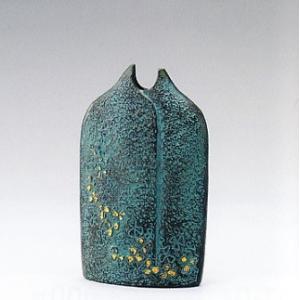 花器 薄端｜ 尺1富士山水 ｜剛信作 銅製 紙箱入り【高岡銅器】d94-03