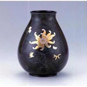 花器 薄端｜ 尺1富士山水 ｜剛信作 銅製 紙箱入り【高岡銅器】d94-03