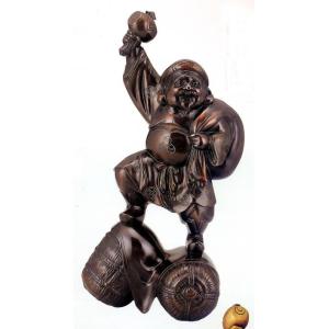 高村泰正　証書　寿老人 七福神 　銅製 彫刻 仏像 置物 風水 開運 金運 骨董 高村泰正 証書 寿老人 七福神 銅製 彫刻 仏像 置物 風水 開運 金