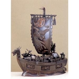 七福宝舟｜純金メッキ 合金製 化粧箱入【高岡銅器 置物】宝船