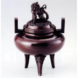 高岡銅器 大和型獅子蓋 香炉（小）瑞峰作 高岡銅器 大和型獅子蓋 香炉（小）瑞峰作